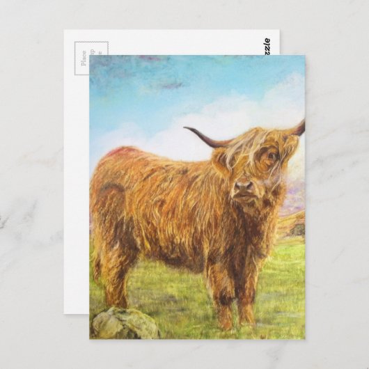 Highland Cow Postkarte (Vorne/Hinten)