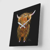 HiGHLaND CoW PRiNT SCoTiSH ' HuMPHReY ' CLoCK Quadratische Wanduhr (Winkel)