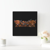 HiGHLaND CoW PRiNT SCoTiSH ' THe GiNGeR NuTS ' Quadratische Wanduhr (Zuhause)