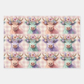 Highland Cow Purple Sage Easter Flowers Pastel Geschenkpapier Set (Vorderseite 3)