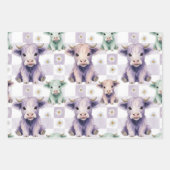 Highland Cow Purple Sage Easter Flowers Pastel Geschenkpapier Set (Vorderseite)