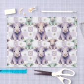 Highland Cow Purple Sage Easter Flowers Pastel Seidenpapier (Handwerk)