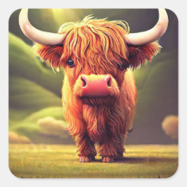 Highland Cow Quadratischer Aufkleber