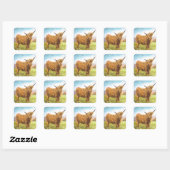 Highland Cow Quadratischer Aufkleber (Blatt)