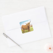 Highland Cow Quadratischer Aufkleber (Umschlag)