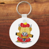 Highland Cow Red Kilt Schlüsselanhänger (Vorderseite)
