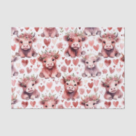 Highland Cow Red Pink Heart Flower Gift Seidenpapier