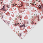 Highland Cow Red Pink Heart Flower Gift Seidenpapier (Ausschnitt)