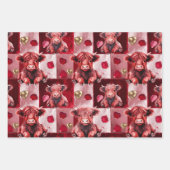 Highland Cow Ruby Red Golden Heart Teen Gift Geschenkpapier Set (Vorderseite 2)