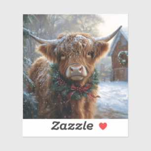 Highland Cow Rustic Barnyard Weihnachten Aufkleber