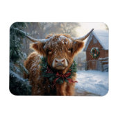 Highland Cow Rustic Barnyard Weihnachten flexibel Magnet (Horizontal)