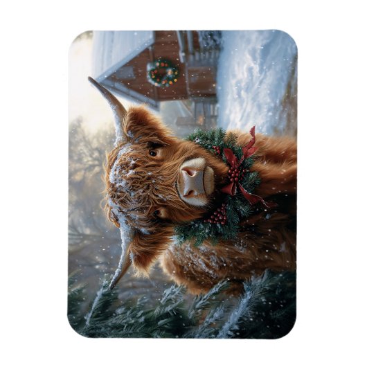 Highland Cow Rustic Barnyard Weihnachten flexibel Magnet (Vertikal)