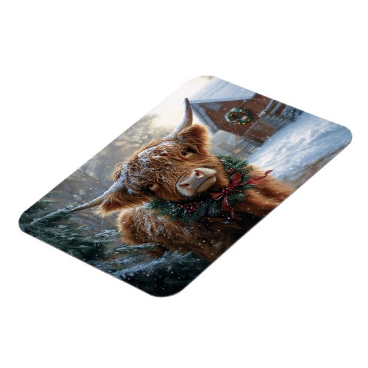 Highland Cow Rustic Barnyard Weihnachten flexibel Magnet (Linke Seite)