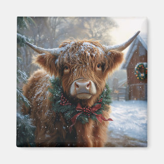 Highland Cow Rustic Barnyard Weihnachten Magnet