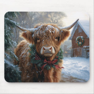 Highland Cow Rustic Barnyard Weihnachten Mousepad