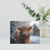 Highland Cow Rustic Barnyard Weihnachten Postkarte (Stehend Vorderseite)