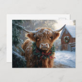 Highland Cow Rustic Barnyard Weihnachten Postkarte (Vorne/Hinten)
