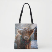 Highland Cow Rustic Barnyard Weihnachten Tasche (Vorderseite)