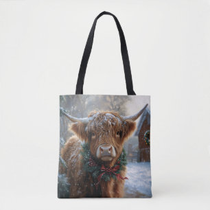Highland Cow Rustic Barnyard Weihnachten Tasche