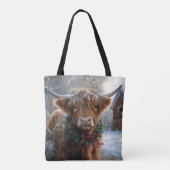 Highland Cow Rustic Barnyard Weihnachten Tasche (Rückseite)