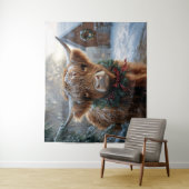 Highland Cow Rustic Barnyard Weihnachten Wandteppich (Beispiel)