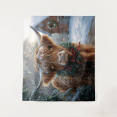 Highland Cow Rustic Barnyard Weihnachten Wandteppich (Vorderseite)