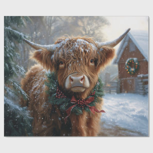 Highland Cow Rustic Barnyard Weihnachtsdekoupage Geschenkpapier
