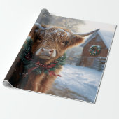 Highland Cow Rustic Barnyard Weihnachtsdekoupage Geschenkpapier (Ungerollt)
