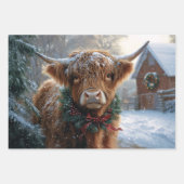 Highland Cow Rustic Barnyard Weihnachtsdekoupage Geschenkpapier Set (Vorderseite)