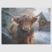 Highland Cow Rustic Barnyard Weihnachtsdekoupage Seidenpapier (Vorderseite)