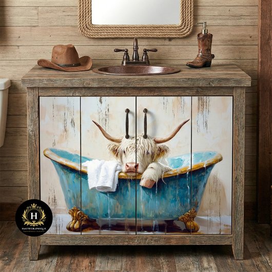 Highland Cow Rustic Boho Bath Tub Wellness-Center  Seidenpapier