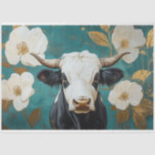 Highland Cow Rustic Boho Bauernhof Decoupage Seidenpapier (Vorderseite)