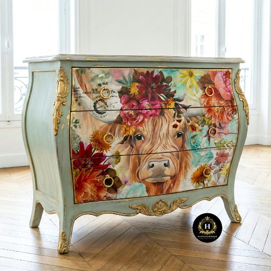 Highland Cow Rustic Boho Bauernhof Decoupage Seidenpapier