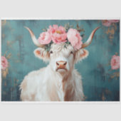 Highland Cow Rustic Boho Bauernhof Decoupage Seidenpapier (Vorderseite)
