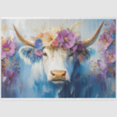 Highland Cow Rustic Boho Bauernhof Decoupage Seidenpapier (Vorderseite)