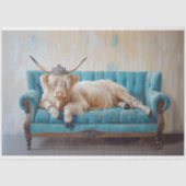 Highland Cow Rustic Boho Sofa Wellness-Center Deco Seidenpapier (Vorderseite)