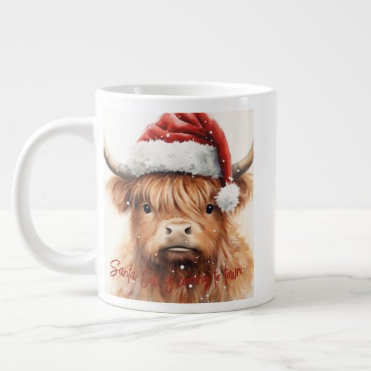 Highland Cow Santa 20 oz Jumbo Kaffee Tasse (Links)