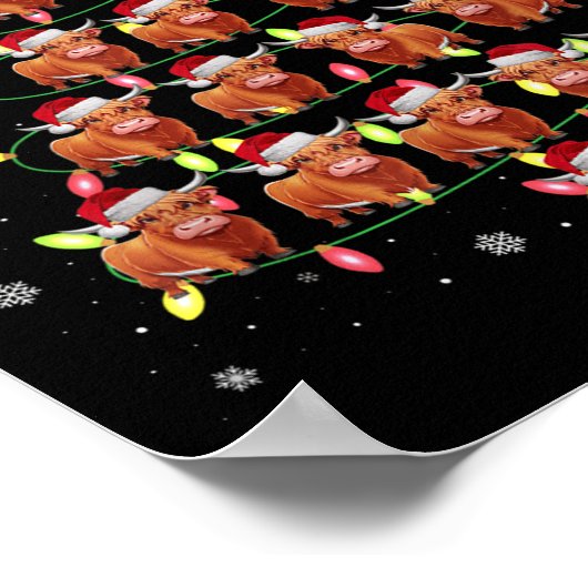 Highland Cow Santa Christmas Tree Lights Ugly Swea Poster (Ecke)