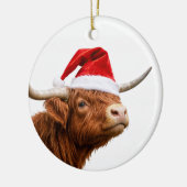 Highland Cow Santa Hat Cute Christmas Holiday Keramik Ornament (Links)