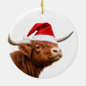 Highland Cow Santa Hat Cute Christmas Holiday Keramik Ornament (Hinten)