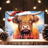 Highland Cow Santa Hat Cute Weihnachten