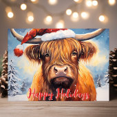 Highland Cow Santa Hat Cute Weihnachten