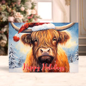 Highland Cow Santa Hat Cute Weihnachten