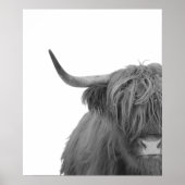 Highland Cow Schottland Rustikales Schwarz-weißes Poster (Vorne)
