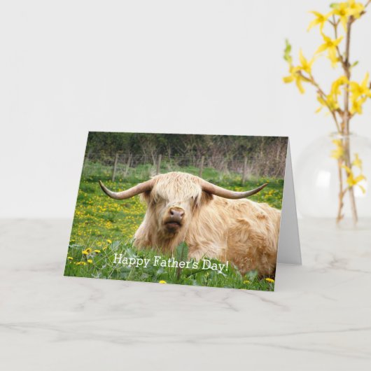 Highland Cow Scotland Custom Greeting Card Karte (Gelbe Blume)