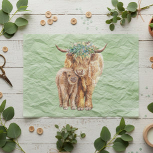 Highland Cow Scotland Mama Baby Eucalyptus Seidenpapier