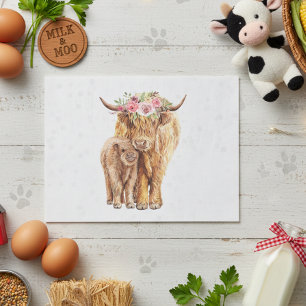 Highland Cow Scotland Pink Mama Baby Calf Seidenpapier