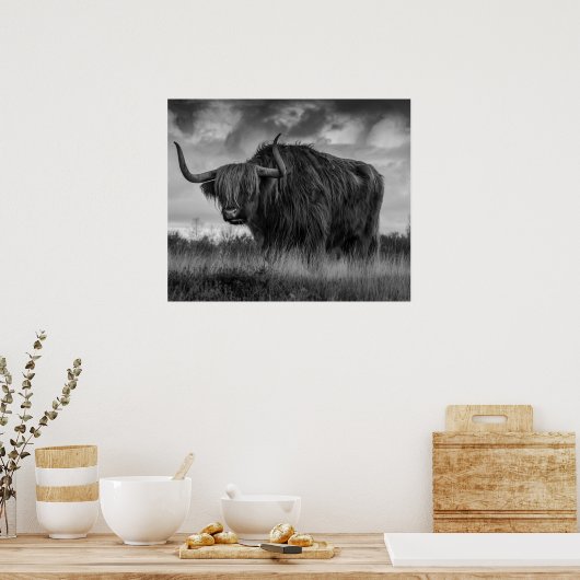 Highland Cow Scotland Rustic Brown Monoton Post Poster (Küche)