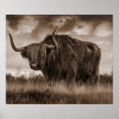 Highland Cow Scotland Rustic Brown Monoton Post Poster (Vorne)