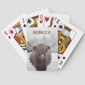 Highland Cow Scotland Rustic Farm Monogram Spielkarten (Rückseite)